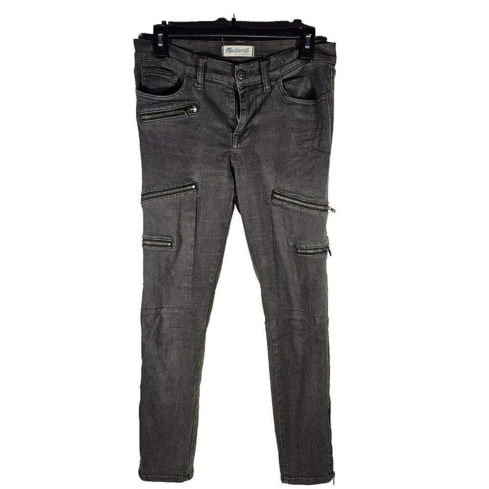 Madewell Skinny Zipper Accent Mid Rise Jeans Women's Size 28 Dark Gray 28x27"